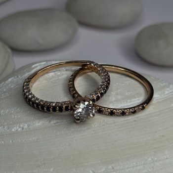 14K Rose Gold Sapphire & Diamond Set of Rings Size 7