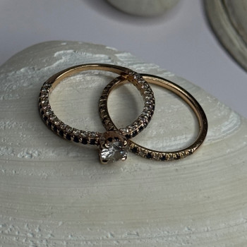 14K Rose Gold Sapphire & Diamond Set of Rings Size 7