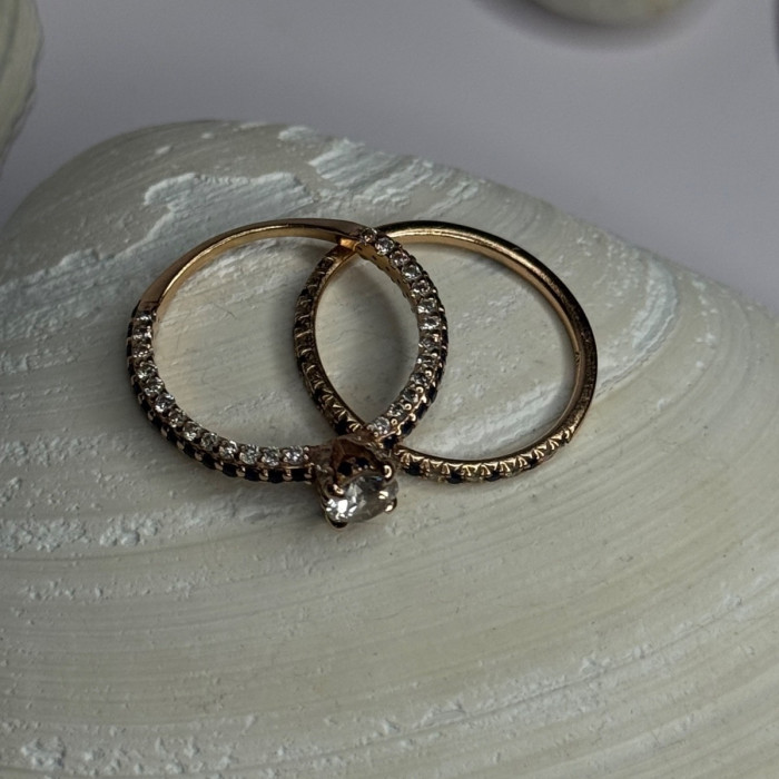 14K Rose Gold Sapphire & Diamond Set of Rings Size 7