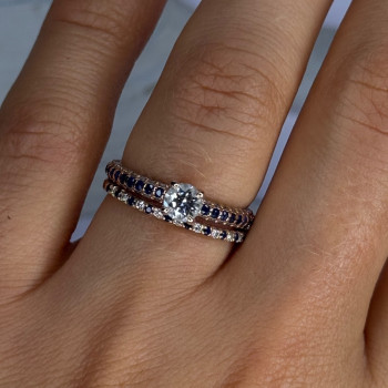 14K Rose Gold Sapphire & Diamond Set of Rings Size 7