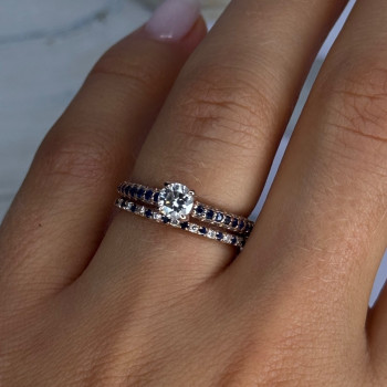 14K Rose Gold Sapphire & Diamond Set of Rings Size 7