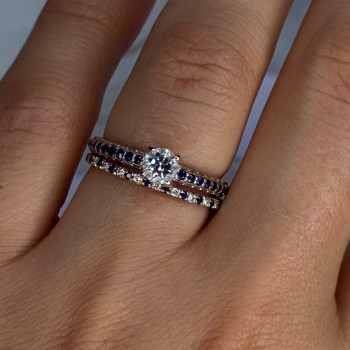 14K Rose Gold Sapphire & Diamond Set of Rings Size 7