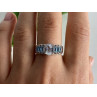 925 Sterling Silver Aquamarines Ring Size 8