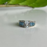 925 Sterling Silver Aquamarines Ring Size 8