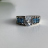 925 Sterling Silver Aquamarines Ring Size 8