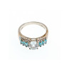 925 Sterling Silver Aquamarines Ring Size 8