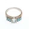 925 Sterling Silver Aquamarines Ring Size 8