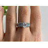 925 Sterling Silver Aquamarines Ring Size 8