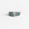 925 Sterling Silver Aquamarines Ring Size 8