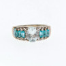 925 Sterling Silver Aquamarines Ring Size 8