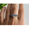 925 Sterling Silver Aquamarines Ring Size 8