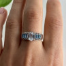 925 Sterling Silver Aquamarines Ring Size 8