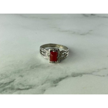 Vintage 925 Sterling Silver Agate Ring Size 5.5