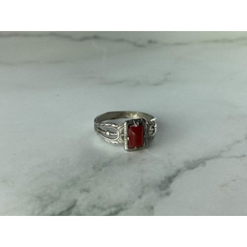 Vintage 925 Sterling Silver Agate Ring Size 5.5