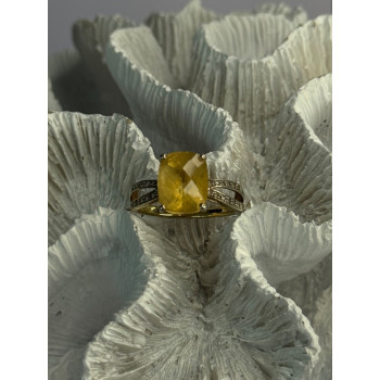 925 Sterling Silver Citrine & Beryl Ring Size 7