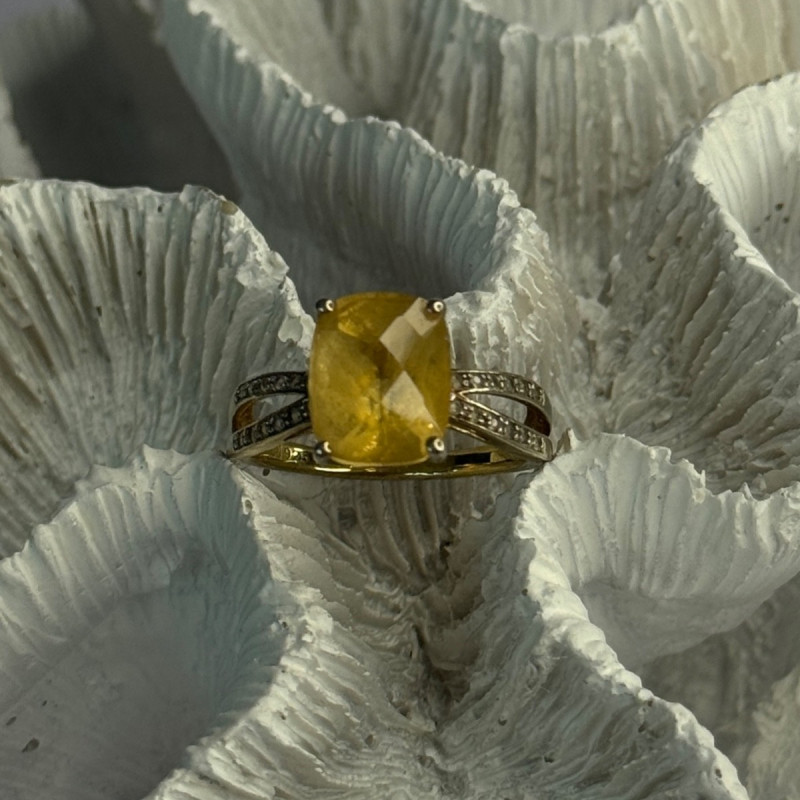 925 Sterling Silver Citrine & Beryl Ring Size 7
