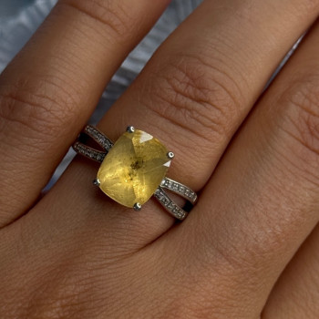 925 Sterling Silver Citrine & Beryl Ring Size 7