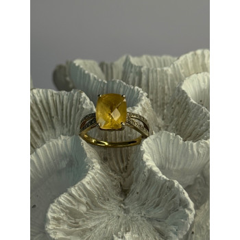 925 Sterling Silver Citrine & Beryl Ring Size 7