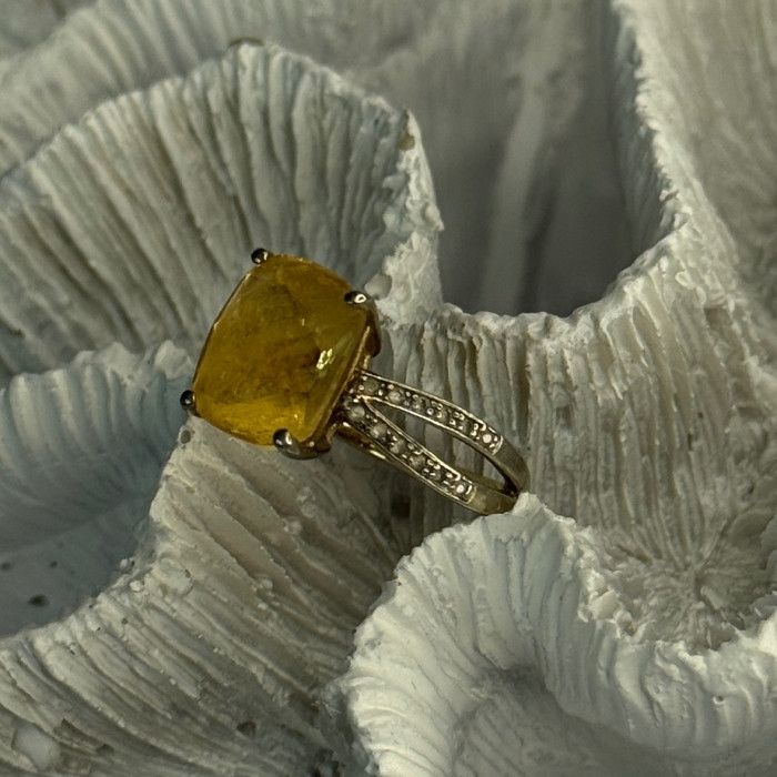 925 Sterling Silver Citrine & Beryl Ring Size 7