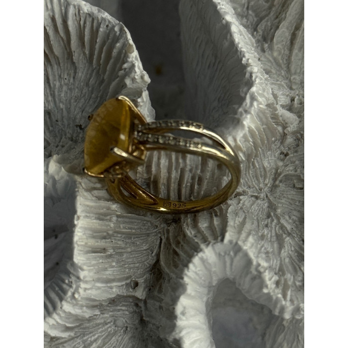 925 Sterling Silver Citrine & Beryl Ring Size 7