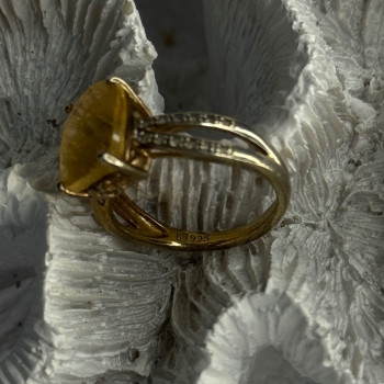 925 Sterling Silver Citrine & Beryl Ring Size 7