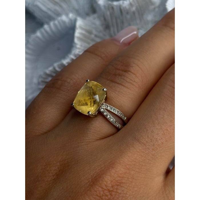 925 Sterling Silver Citrine & Beryl Ring Size 7
