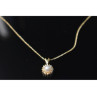 14K YELLOW GOLD PEARL & DIAMONDS CHAIN WITH PENDANT