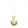 14K Yellow Gold Pearl & Diamonds Chain With Pendant