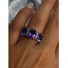925 Sterling Silver Shiny Amethyst Ring Size 7