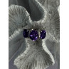 925 Sterling Silver Shiny Amethyst Ring Size 7