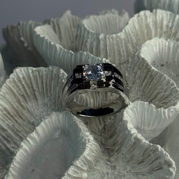 Mens 925 Sterling Silver CZ Ring Size 9.5
