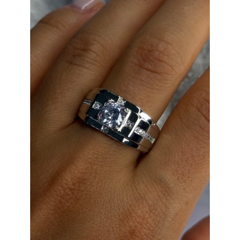 Mens 925 Sterling Silver CZ Ring Size 9.5