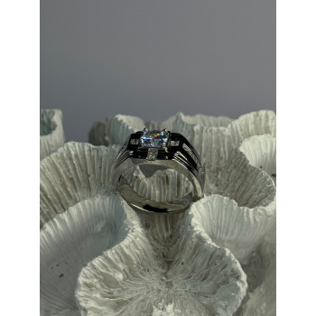 Mens 925 Sterling Silver CZ Ring Size 9.5