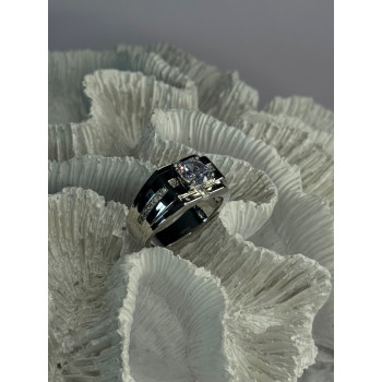 Mens 925 Sterling Silver CZ Ring Size 9.5