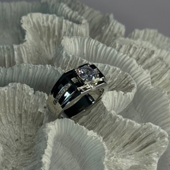 Mens 925 Sterling Silver CZ Ring Size 9.5