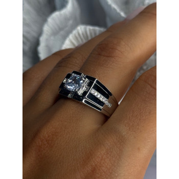 Mens 925 Sterling Silver CZ Ring Size 9.5