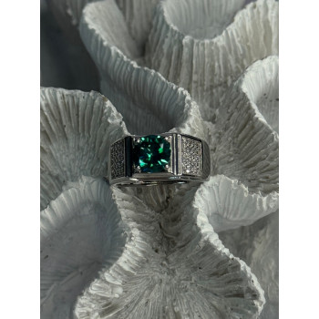 Mens 925 Sterling Silver CZ Ring Sizable 9