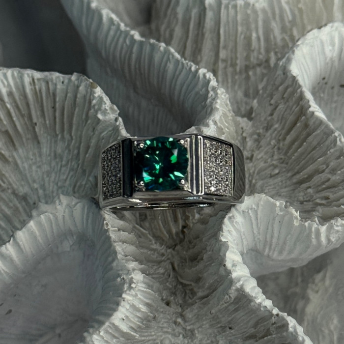 Mens 925 Sterling Silver CZ Ring Sizable 9