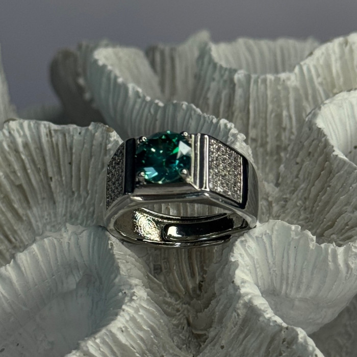 Mens 925 Sterling Silver CZ Ring Sizable 9