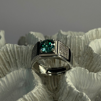 Mens 925 Sterling Silver CZ Ring Sizable 9