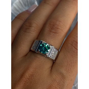 Mens 925 Sterling Silver CZ Ring Sizable 9