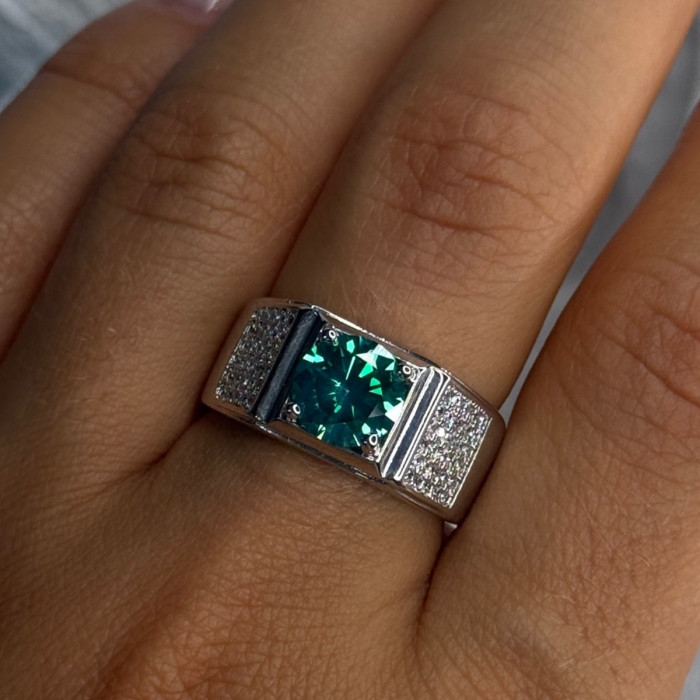 Mens 925 Sterling Silver CZ Ring Sizable 9