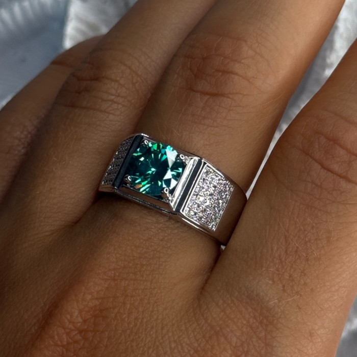 Mens 925 Sterling Silver CZ Ring Sizable 9