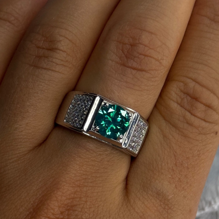 Mens 925 Sterling Silver CZ Ring Sizable 9