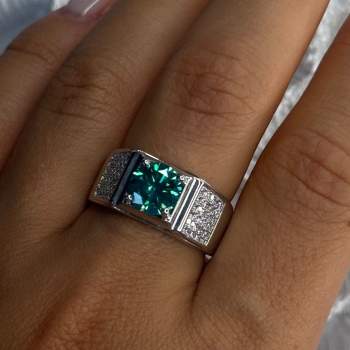 Mens 925 Sterling Silver CZ Ring Sizable 9