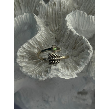 925 Sterling Silver Abalone Ring Sizable 5