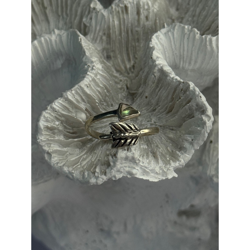 925 Sterling Silver Abalone Ring Sizable 5