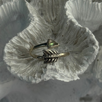 925 Sterling Silver Abalone Ring Sizable 5