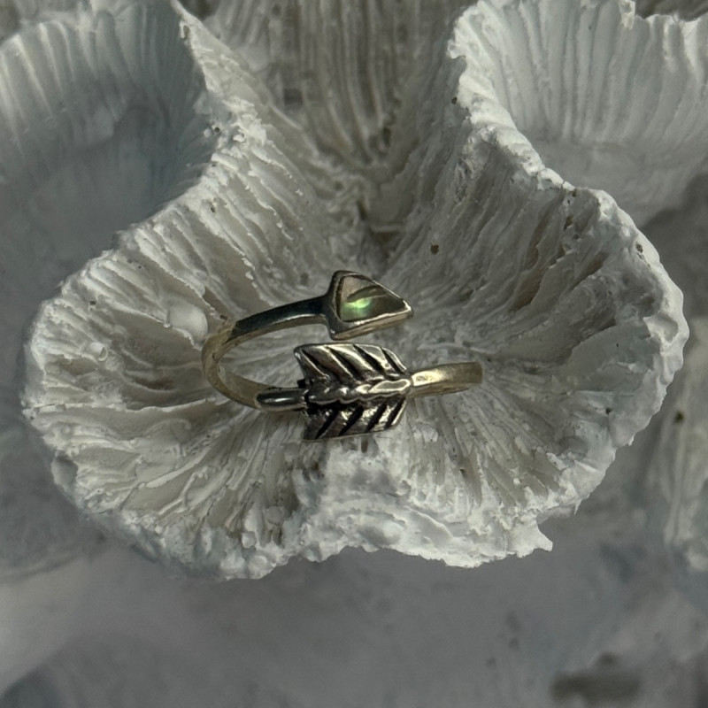 925 Sterling Silver Abalone Ring Sizable 5