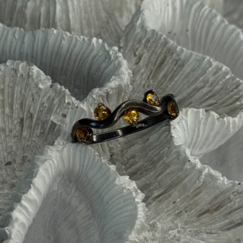 925 Sterling Silver Citrine Ring Size 9.5